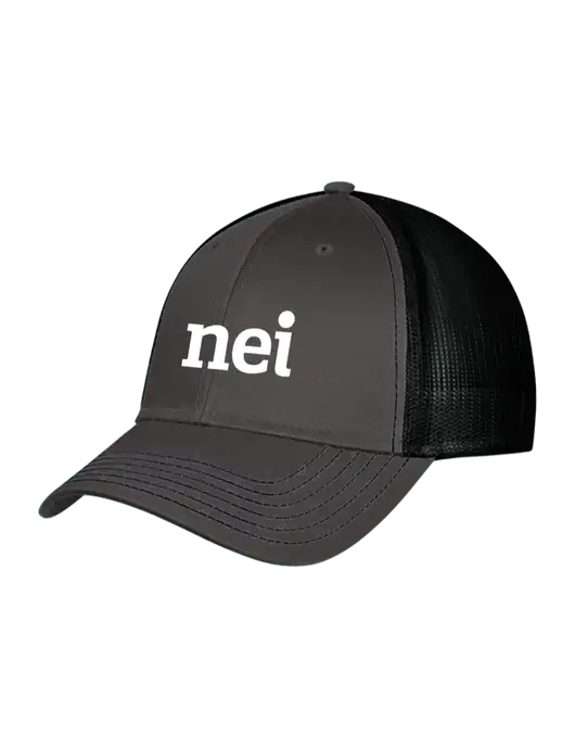 Charcoal & Black Mesh Trucker Cap Snap Back w/NEI Logo