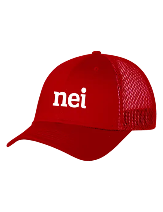 Red Mesh Trucker Cap Snap Back w/NEI Logo