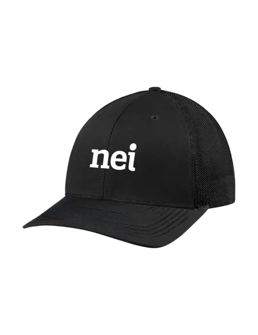 Richardson Adjustable Snapback Original 112 Trucker Cap Black w/Black Mesh w/NEI Logo