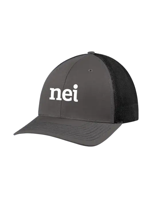 Richardson Adjustable Snapback Original 112 Trucker Cap Dark Grey w/Black Mesh w/NEI Logo