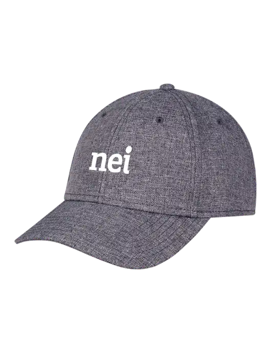 Heather Charcoal Structured Linen Look Cap Hook & Loop w/NEI Logo