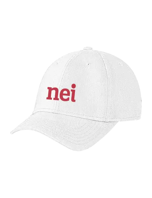 White Structured Soft Snap Closure Hook & Loop Cap w/NEI Logo