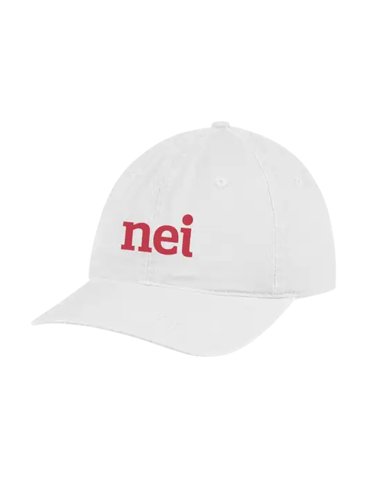 Garment Washed Unstructured Twill White Cap w/NEI Logo