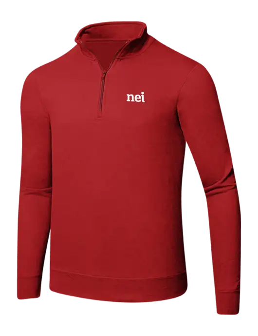 Bright Red 8.5 oz Ring Spun 1/4 Zip Pullover Sweatshirt w/NEI Logo
