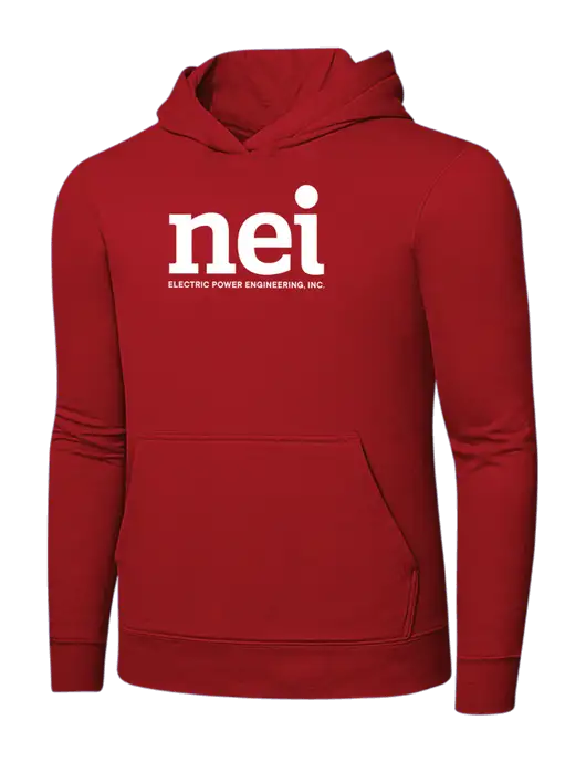 Bright Red 8.5 oz Ring Spun Hooded Sweatshirt w/NEI Logo