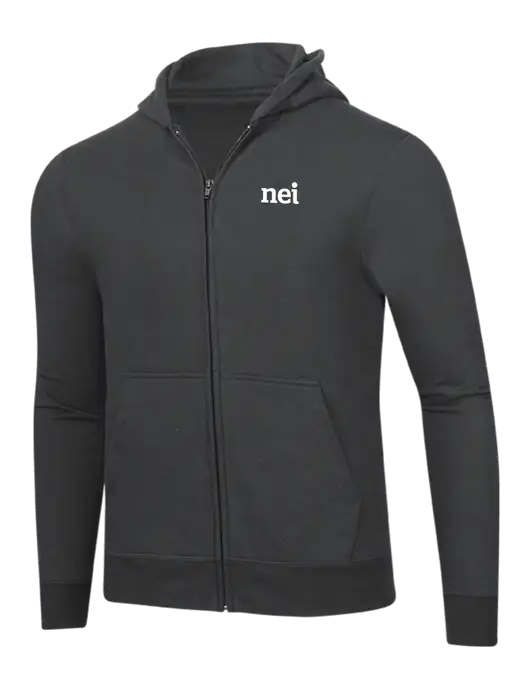 Charcoal 8.5 oz Ring Spun Zip Hooded Sweatshirt w/NEI Logo
