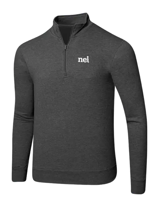 Dark Heather Grey 8.5 oz Ring Spun 1/4 Zip Pullover Sweatshirt w/NEI Logo
