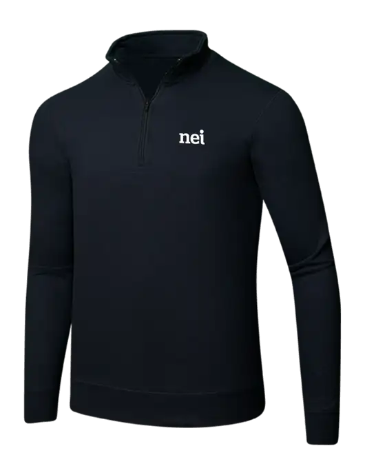Jet Black 8.5 oz Ring Spun 1/4 Zip Pullover Sweatshirt w/NEI Logo