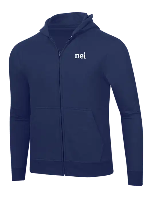 Navy 8.5 oz Ring Spun Zip Hooded Sweatshirt w/NEI Logo