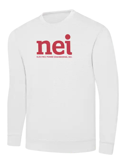 White 7.8 oz Ring Spun Crew Sweatshirt w/NEI Logo