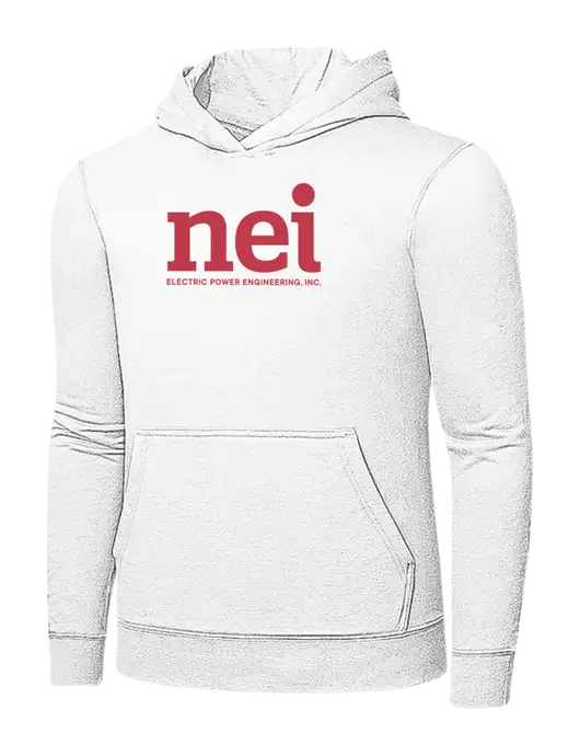 White 7.8 oz Ring Spun Hooded Sweatshirt w/NEI Logo
