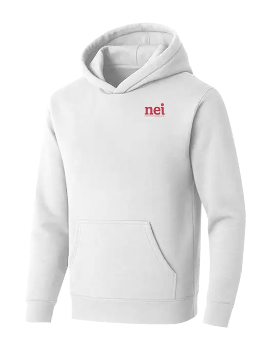BELLA+CANVAS Heathered White Sponge Fleece Pullover Hoodie w/NEI Logo