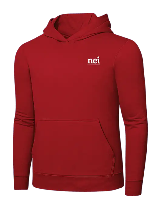 Bright Red 8.5 oz Ring Spun Hooded Sweatshirt w/NEI Logo
