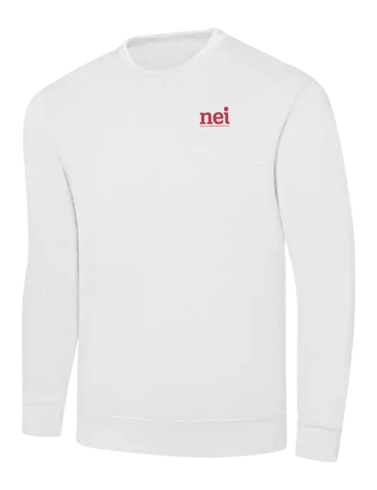 White 7.8 oz Ring Spun Crew Sweatshirt w/NEI Logo