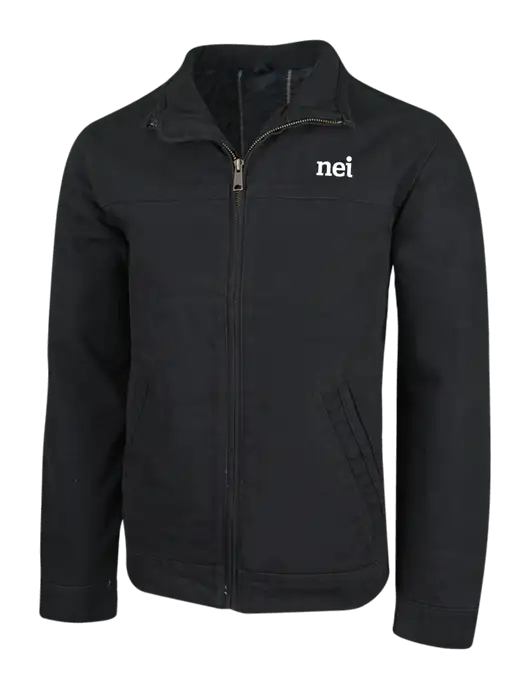 Cornerstone Black Washed Duck Cloth Flannel Lined Work Jacket w/NEI Logo