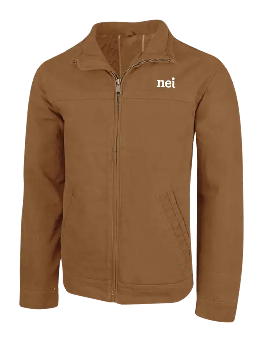 Cornerstone Duck Brown Washed Duck Cloth Flannel Lined Work Jacket w/NEI Logo