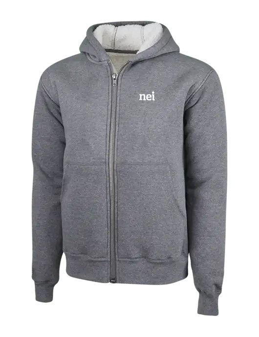 Cornerstone Grey Heather Heavyweight Sherpa Lined Hooded Fleece Jacket w/NEI Logo