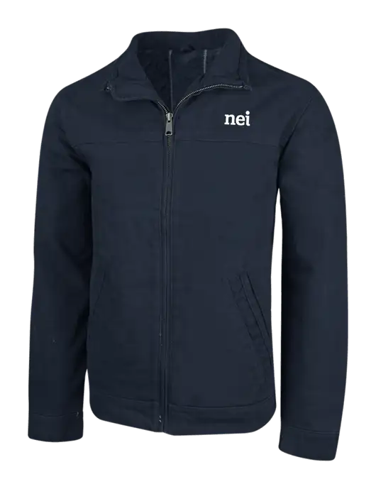 Cornerstone Navy Washed Duck Cloth Flannel Lined Work Jacket w/NEI Logo