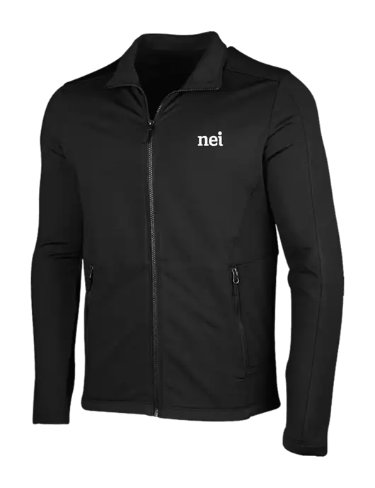 Deep Black Grid Fleece Jacket w/NEI Logo