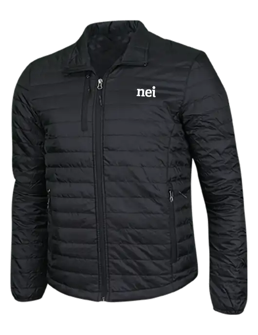 Deep Black Puffy Packable Jacket w/NEI Logo