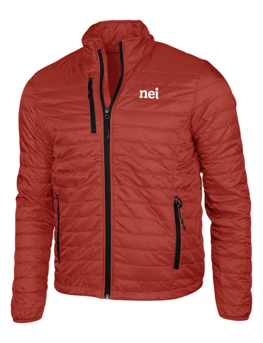 Dark Red Puffy Packable Jacket w/NEI Logo