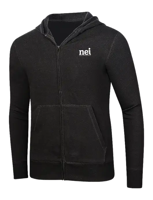 Full-Zip Black Heavyweight Hooded Sweatshirt w/NEI Logo