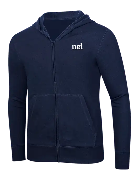 Full-Zip Navy Heavyweight Hooded Sweatshirt w/NEI Logo