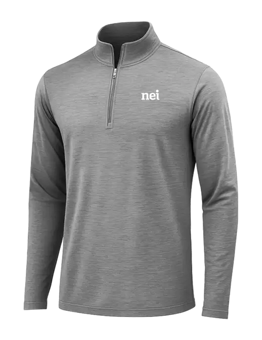 Dark Grey Heather Posicharge Tri-Blend Wicking 1/4 Zip Pullover w/NEI Logo