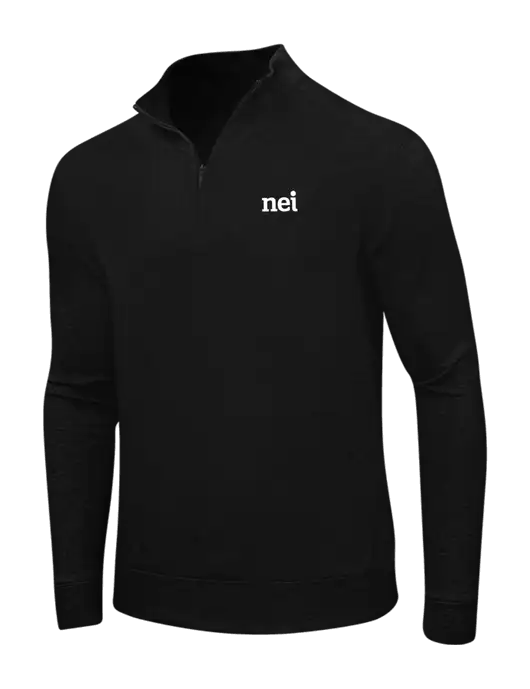 Deep Black/Charcoal Heather Interlock 1/4 Zip w/NEI Logo