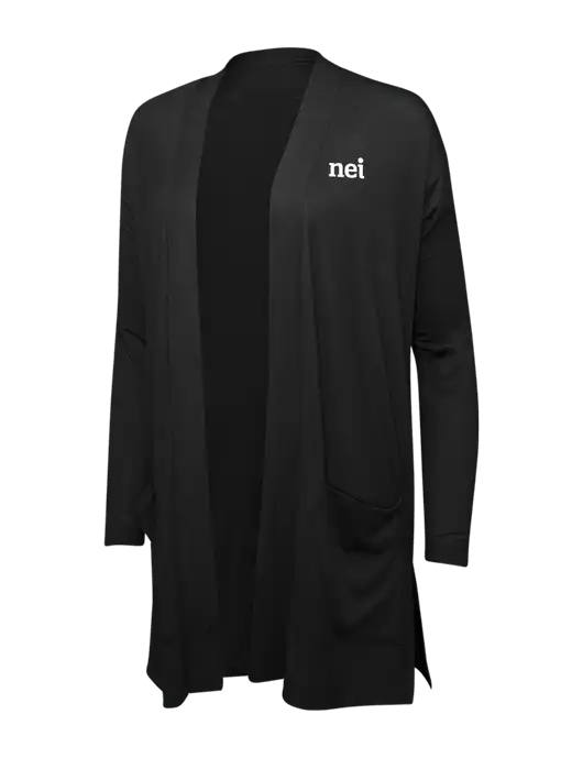 Black Womens Concept Long Pocket Cardigan w/NEI Logo