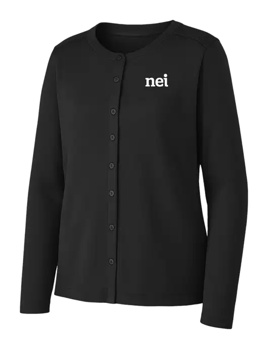 Black Womens Concept Stretch Button-Front Cardigan Sweater w/NEI Logo