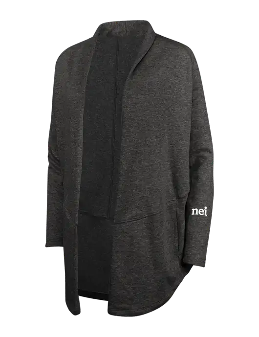 Charcoal Heather/ Medium Heather Grey Womens Interlock Cardigan w/NEI Logo