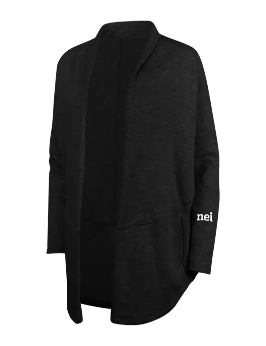 Deep Black/Charcoal Heather Womens Interlock Cardigan w/NEI Logo
