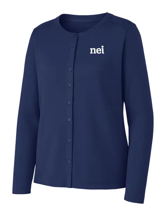 Dress Blue Navy Womens Concept Stretch Button-Front Cardigan Sweater w/NEI Logo