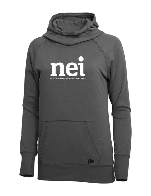 New Era Black Heather Womens Tri-Blend Fleece Pullover Hoodie w/NEI Logo