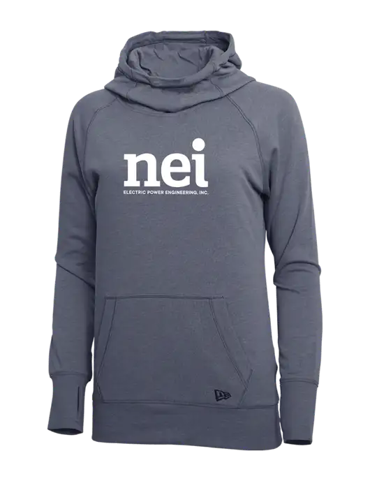New Era True Navy Heather Womens Tri-Blend Fleece Pullover Hoodie w/NEI Logo