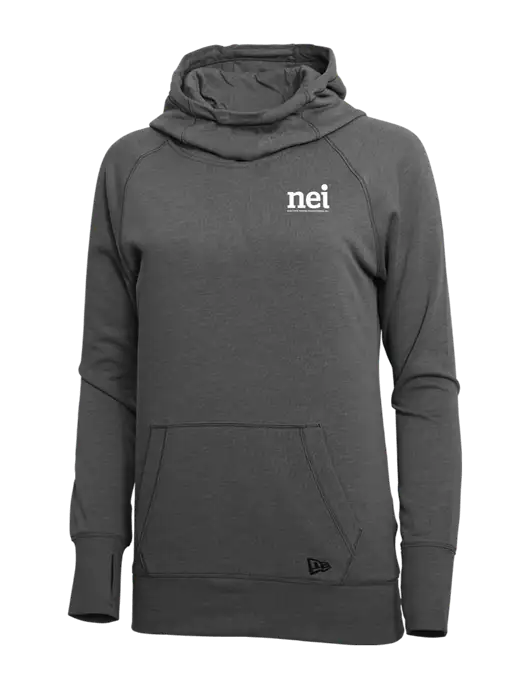 New Era Black Heather Womens Tri-Blend Fleece Pullover Hoodie w/NEI Logo