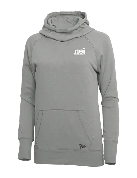 New Era Shadow Grey Heather Womens Tri-Blend Fleece Pullover Hoodie w/NEI Logo