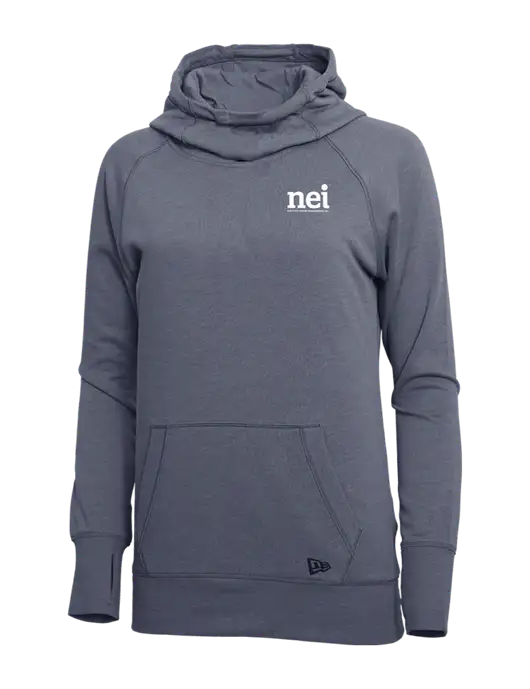 New Era True Navy Heather Womens Tri-Blend Fleece Pullover Hoodie w/NEI Logo