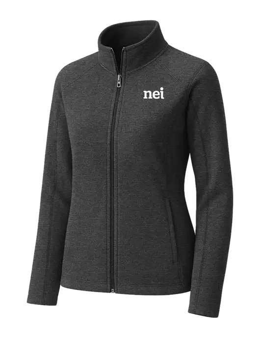 Charcoal Womens Heather Microfleece Full-Zip Jacket w/NEI Logo
