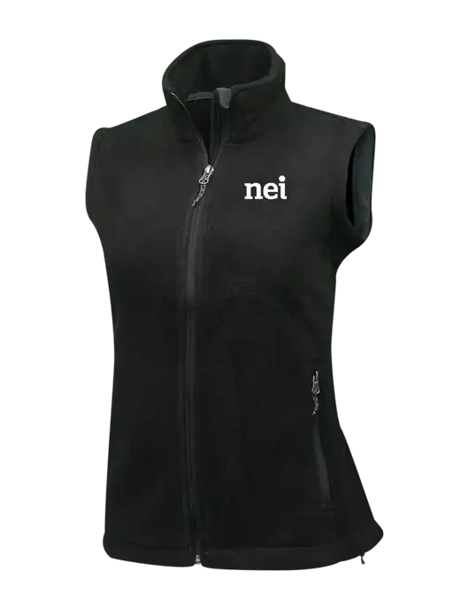 Womens Black Fleece Vest w/NEI Logo