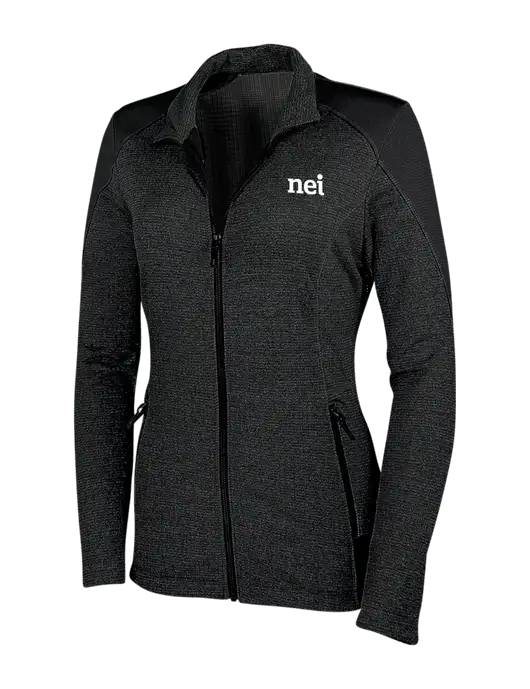 Womens Black Grid Fleece Jacket w/NEI Logo
