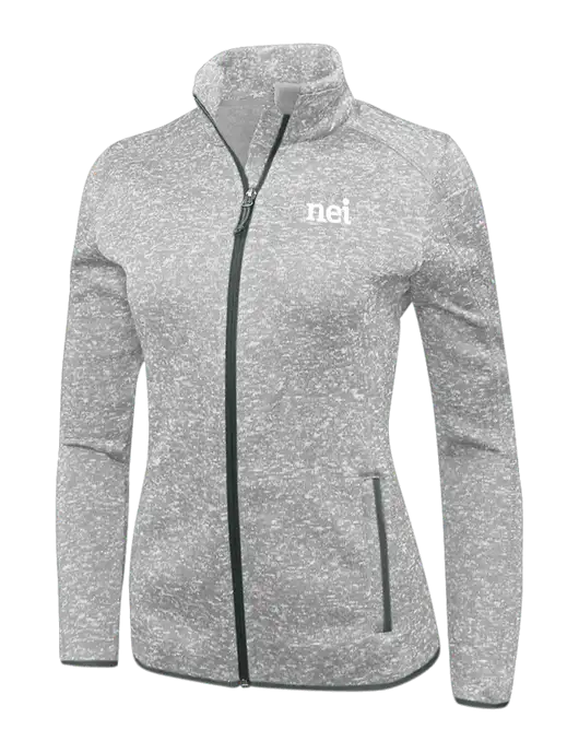 Grey Heather Womens Sweater Fleece Jacket w/NEI Logo