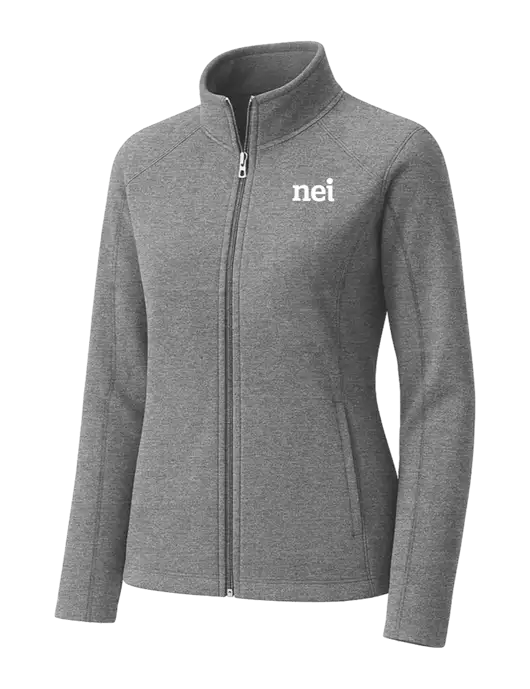 Medium Grey Womens Heather Microfleece Full-Zip Jacket w/NEI Logo
