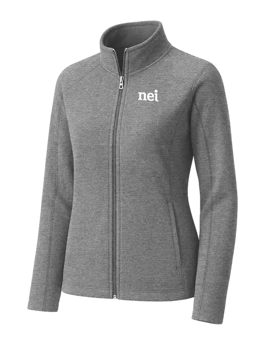 Medium Grey Womens Heather Microfleece Full-Zip Jacket w/NEI Logo