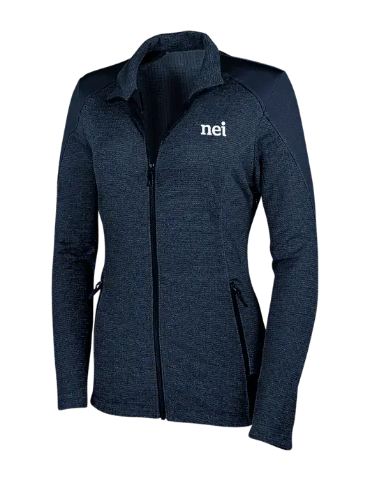 Navy Womens Grid Fleece Jacket w/NEI Logo