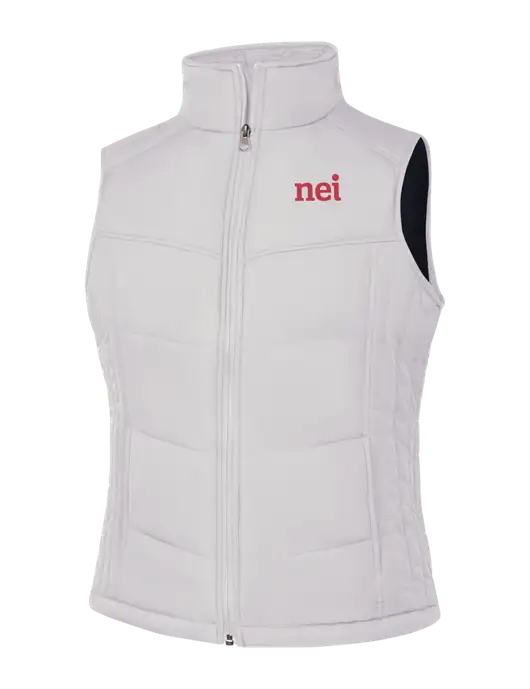 Womens White/Dark Slate Puffy Vest w/NEI Logo