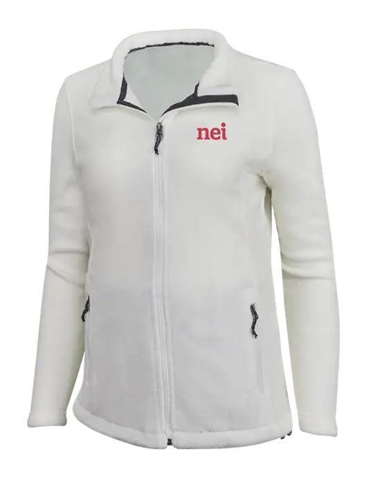 Womens White Fleece Jacket w/NEI Logo