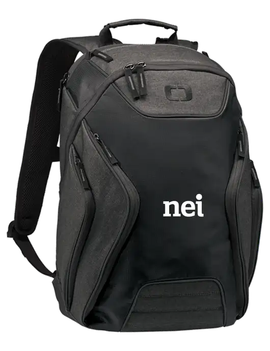 OGIO Black/Heather Grey Hatch Laptop Backpack
 w/NEI Logo
