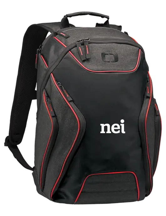 OGIO Red/Heather Grey Hatch Laptop Backpack
 w/NEI Logo